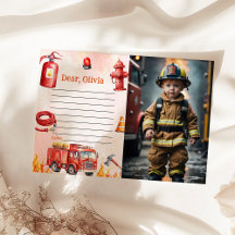 Fire Truck Time Capsule Note Message Card