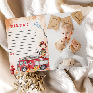 Fire Truck Time Capsule Note Message Card