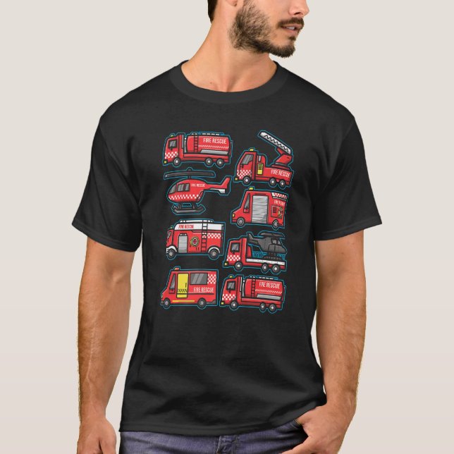 Fire Truck Trucker trailer Ladder kids adults Men  T-Shirt (Front)