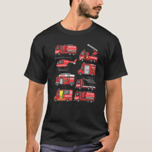 Fire Truck Trucker trailer Ladder Toddler Kids Boy T-Shirt