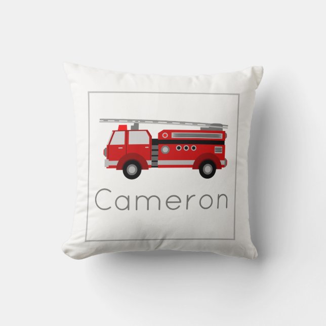 Fire Truck Vehicle Theme Nursery Cushion (Front)