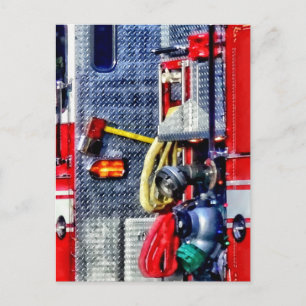 Fire Truck With Hoses and Axe Postcard
