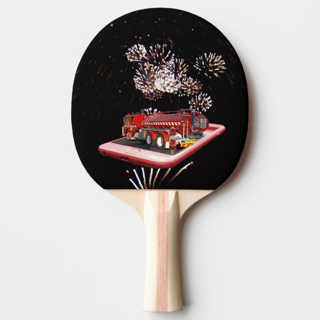 Fire Truck With Phone And Fire Works, Ping Pong Paddle (Front)