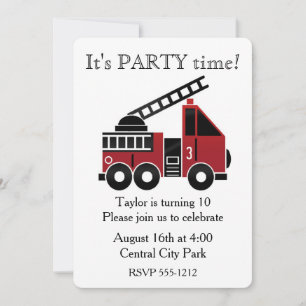 Fire trucks custom invitation