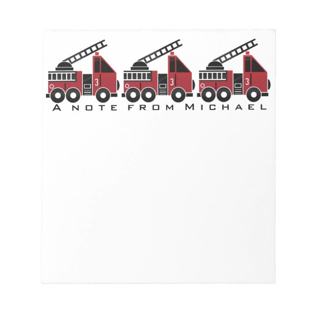 Fire trucks custom notepad (Front)