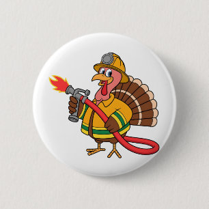Fire trucks Firefighter Thanksgiving Turkey 6 Cm Round Badge
