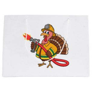 Fire trucks Firefighter Thanksgiving Turkey Large Gift Bag