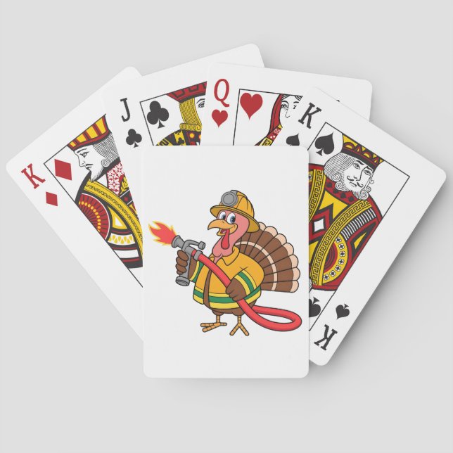 Fire trucks Firefighter Thanksgiving Turkey   Playing Cards (Back)