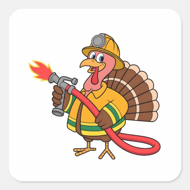 Fire trucks Firefighter Thanksgiving Turkey   Square Sticker (Front)