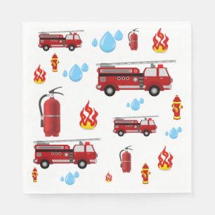 Fire Trucks Kids Party Boys Paper Napkins