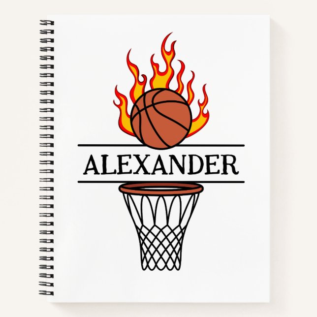 Fire Up the Court & Your Ideas: custom Basketball  Notebook (Front)