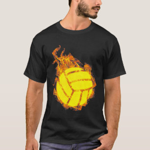 Fire Volleyball Ball Flaming Volleyball Player T-Shirt
