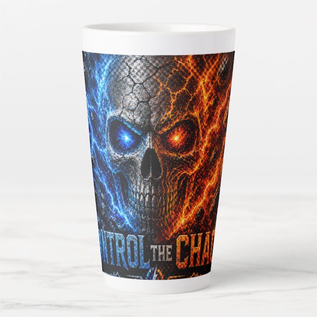 Fire vs Ice Skull 3D Shirt –  Latte Mug (Front)