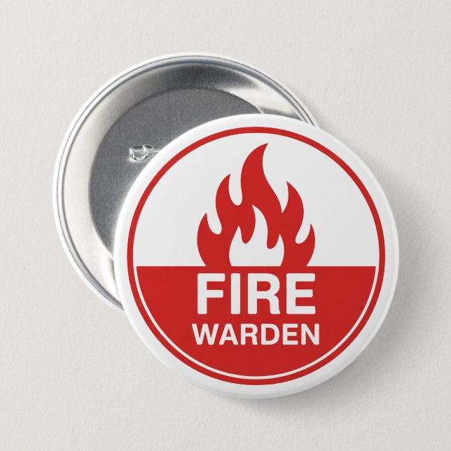 Fire Warden 7.5 Cm Round Badge (Front & Back)