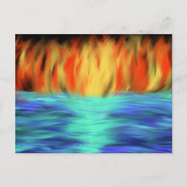 Fire & Water Christian Prophetic Abstract Art Postcard (Front)
