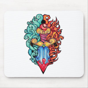 Fire & Water Dagger Tattoo Mouse Pad