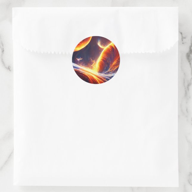 Fire Water Space Classic Round Sticker (Bag)