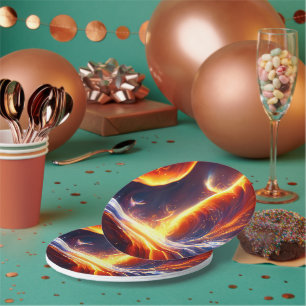 Fire Water Space Paper Plate