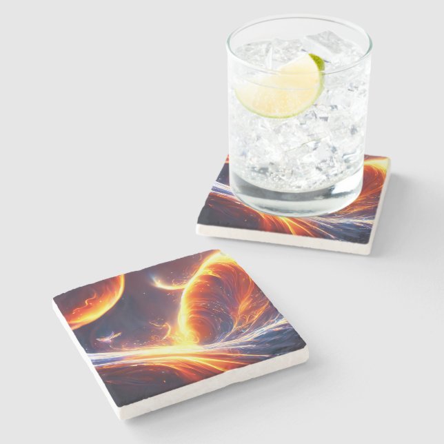Fire Water Space Stone Coaster (Side)