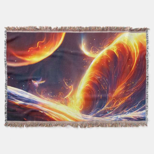Fire Water Space Throw Blanket (Front)