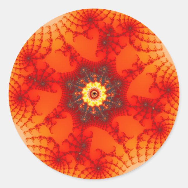 Fire Web - Fractal Art Classic Round Sticker (Front)