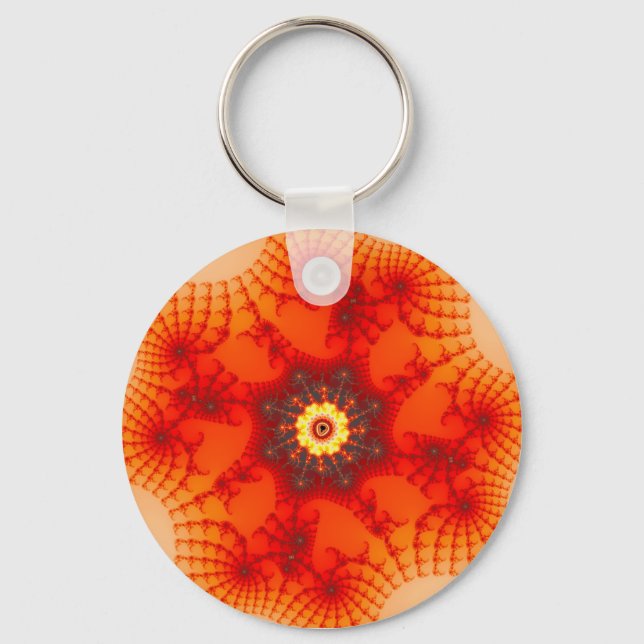 Fire Web - Fractal Art Key Ring (Front)