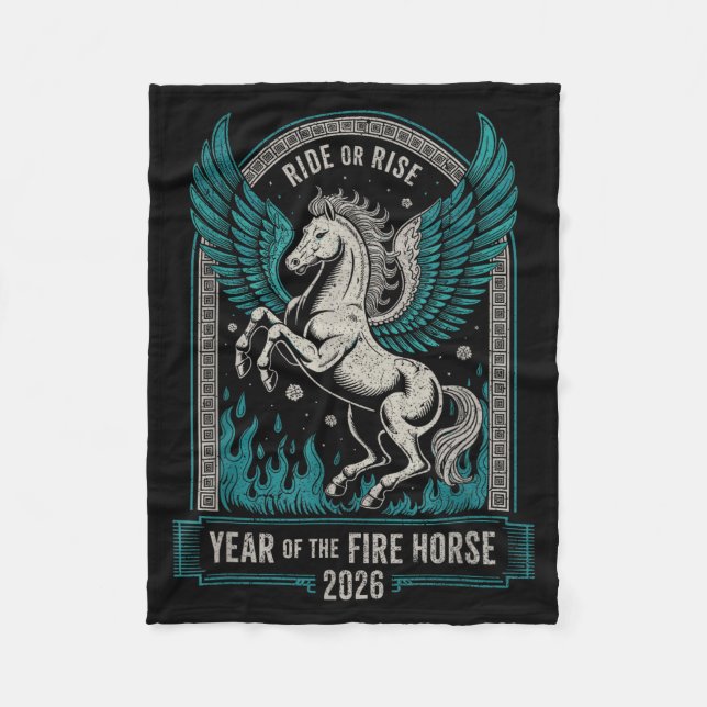 Fire Year Of The Horse – Chinese Zodiac New Year 2 Fleece Blanket (Front)