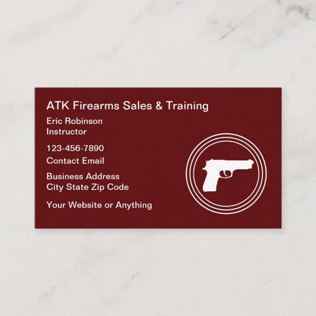 Firearms Range And Safety Training Business Card (Front)