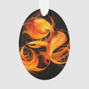 Fireball Abstract Art Acrylic Oval Ornament