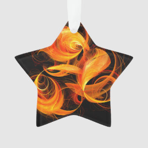 Fireball Abstract Art Acrylic Star Ornament