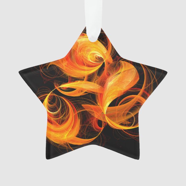 Fireball Abstract Art Acrylic Star Ornament (Front)