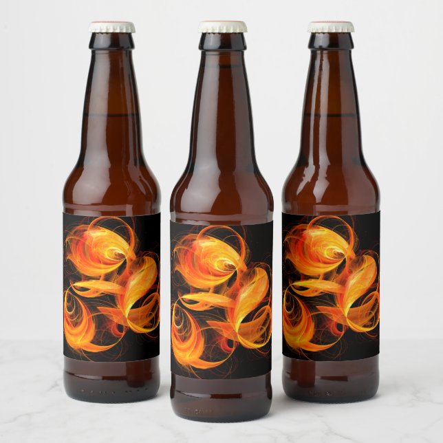 Fireball Abstract Art Beer Bottle Label (Bottles)