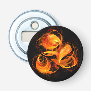 Fireball Abstract Art Button Bottle Opener