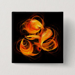 Fireball Abstract Art Button (square)