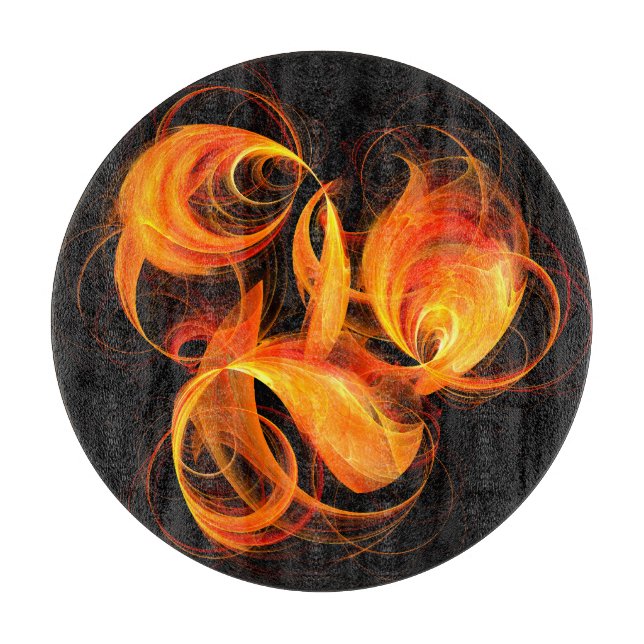Fireball Abstract Art Circle Cutting Board (Front)