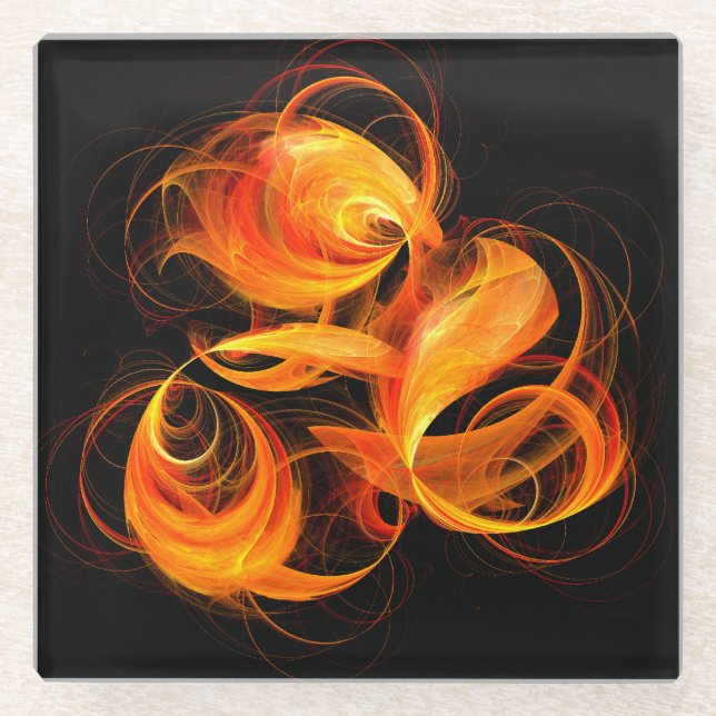 Fireball Abstract Art Glass Coaster (Front)