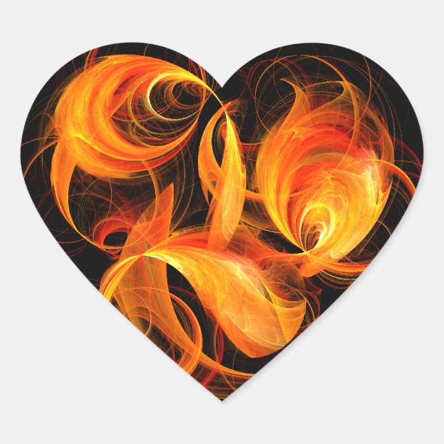 Fireball Abstract Art Heart Sticker (Front)