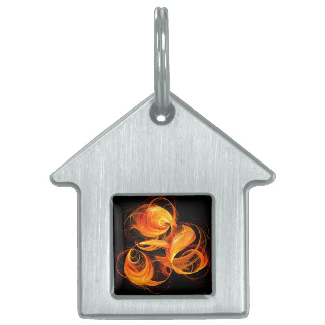 Fireball Abstract Art House Pet Name Tag (Front)