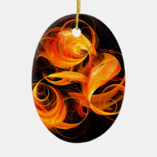 Fireball Abstract Art Oval Ornament