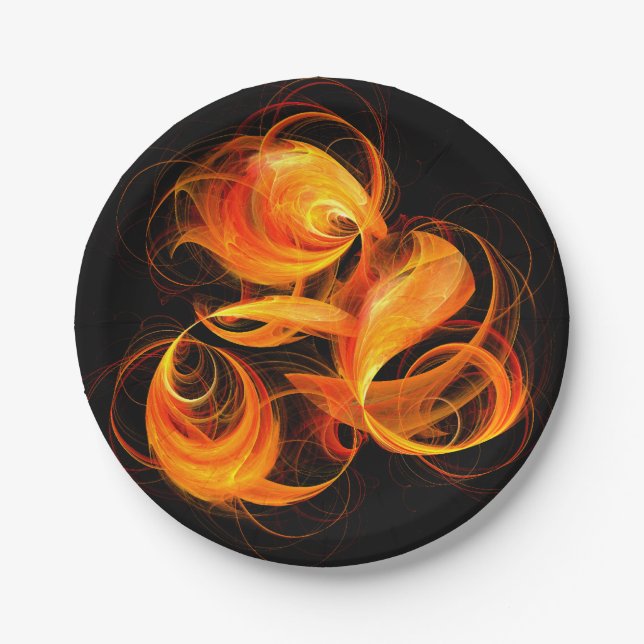 Fireball Abstract Art Paper Plate (Front)