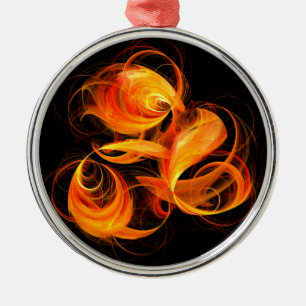 Fireball Abstract Art Round Metal Tree Decoration