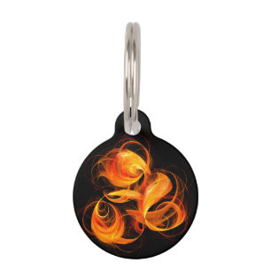 Fireball Abstract Art Round Pet Tag
