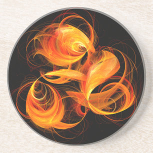 Fireball Abstract Art Sandstone Coaster