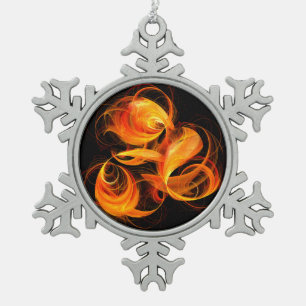 Fireball Abstract Art Snowflake Pewter Christmas Ornament