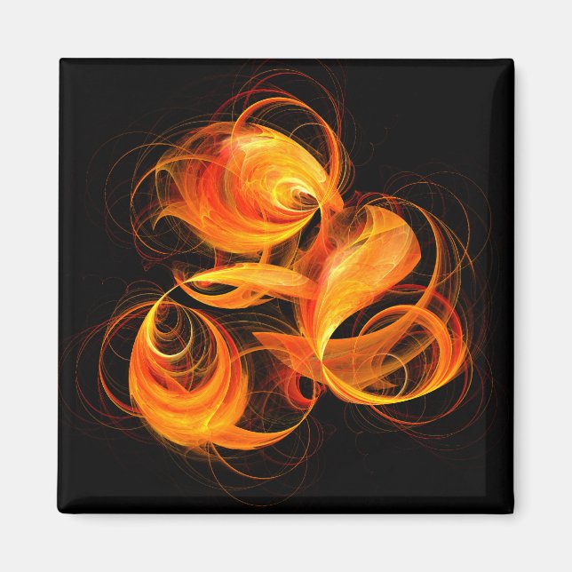 Fireball Abstract Art Square Magnet (Front)