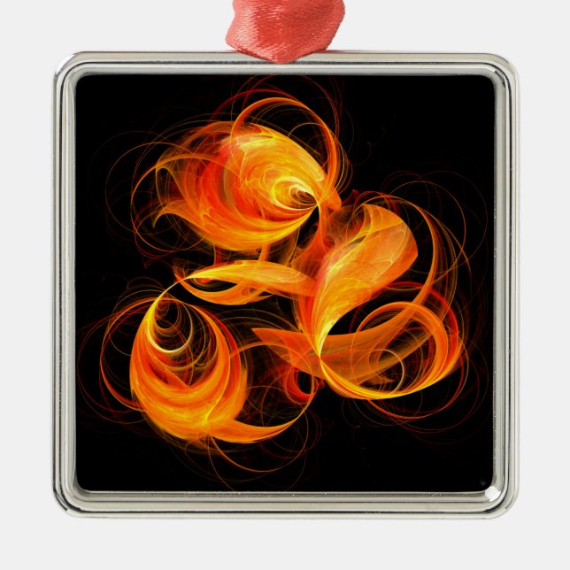 Fireball Abstract Art Square Metal Ornament (Front)