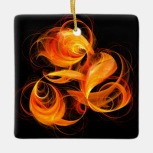 Fireball Abstract Art Square Ornament