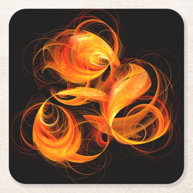 Fireball Abstract Art Square Paper Coaster (Front)