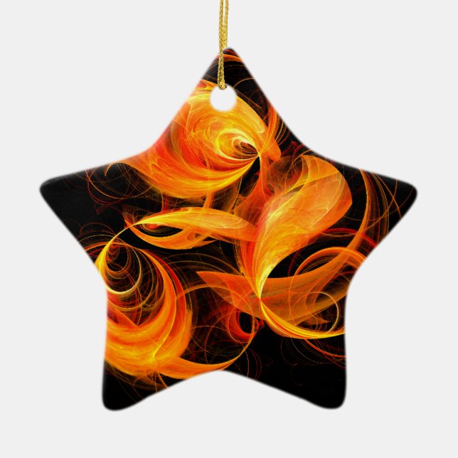 Fireball Abstract Art Star Ornament (Front)