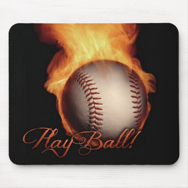 Fireball Pattern Baseball Lovers Mouse Pad (Front)